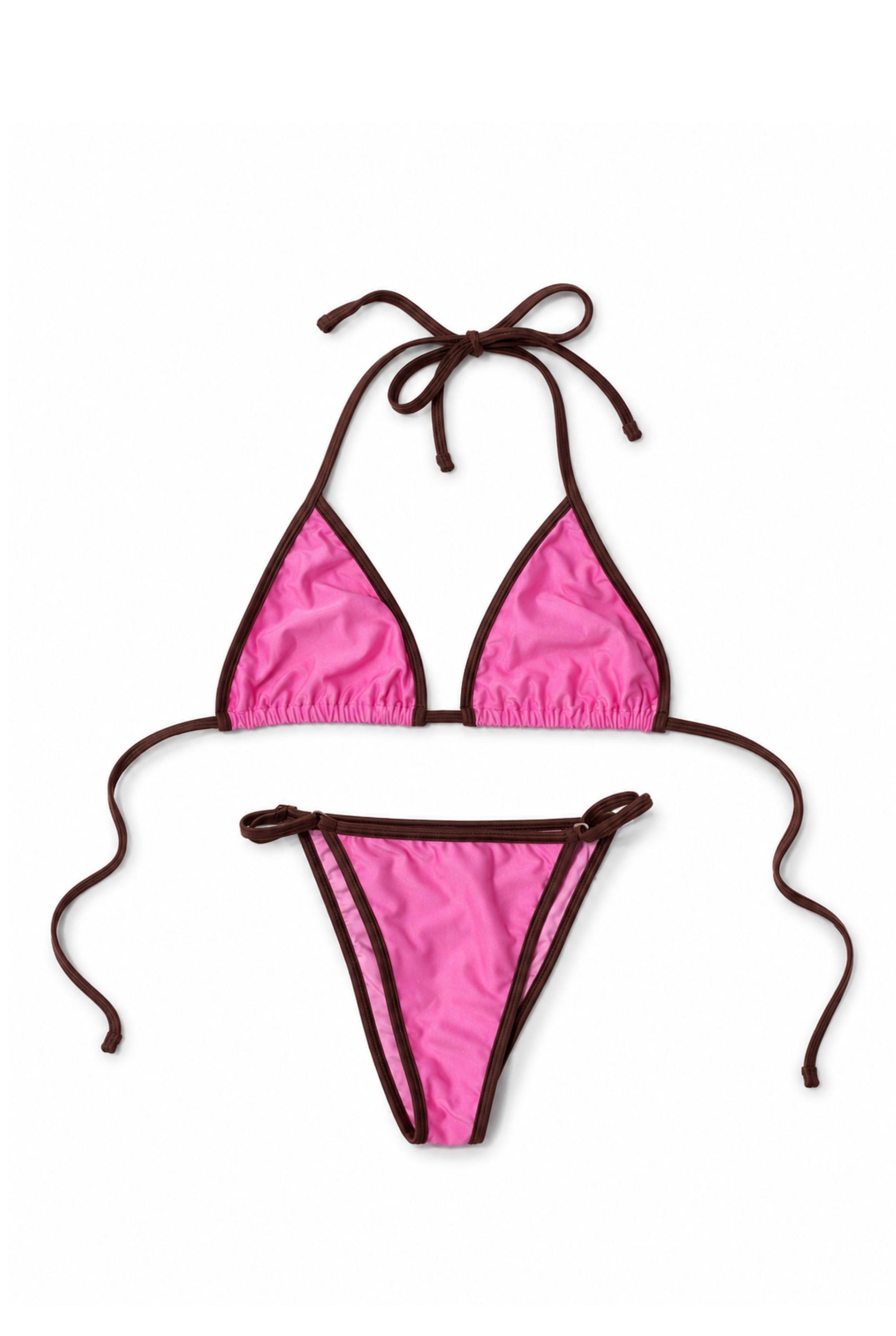 Get To Know Ya - Bikini Top Pink Brown - Taar Willoughby