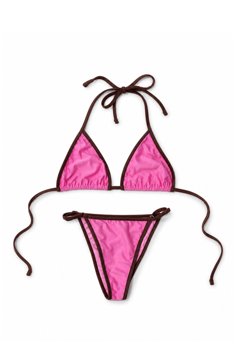 Get To Know Ya - Bikini Top Pink Brown - Taar Willoughby