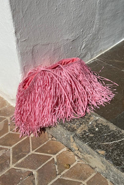 Never gonna give you up - Raffia Bag Pink