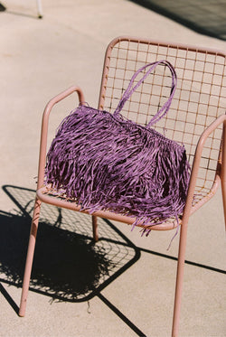 Never gonna give you up - Raffia Bag Purple